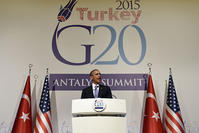 US President Barack Obama speaks during a news conference following the G-20 Summit in Antalya, Turkey, Monday, Nov. 16, 2015. (AP Photo)