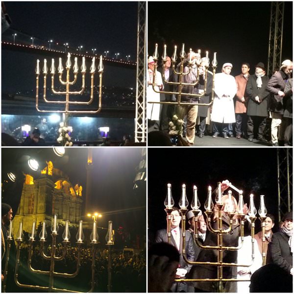 Hanukkah celebration today on the central square of Dnipro, Ukraine