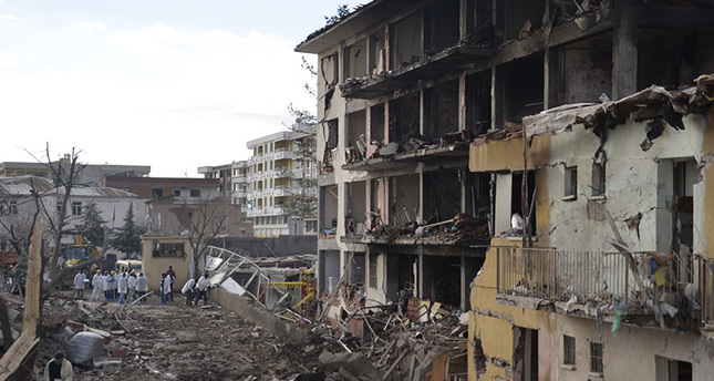 Buildings near Diyarbakır’s Çınar Police Department damaged by PKK terror attack (AA Photo)