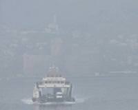 Fog on the Dardanelles obstructs sea transportation