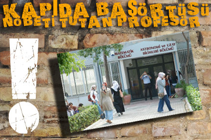 Kap�da ba�örtüsü nöbeti tutan profesör!