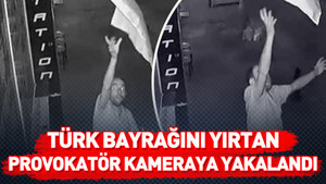 Eskişehir’de Türk bayrağını yırtan provokatör kamerada