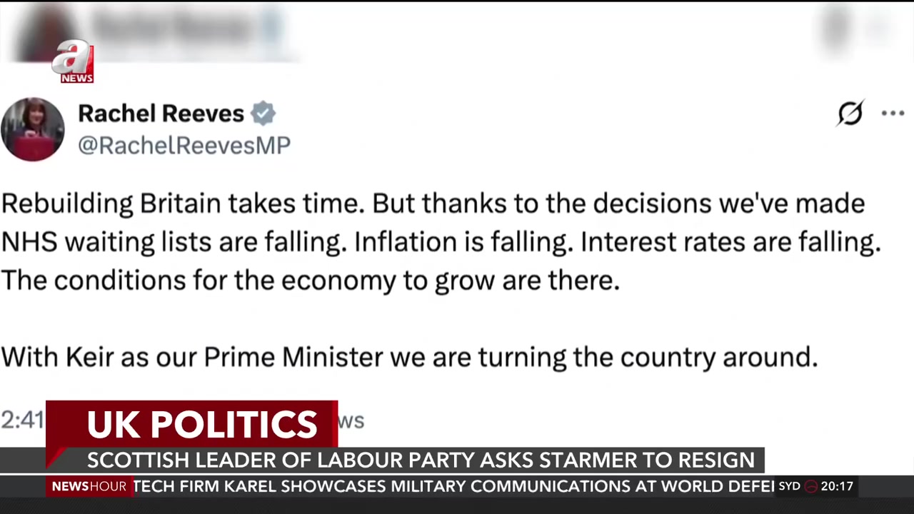 Scottish leader of Labour Party asks Starmer to resign