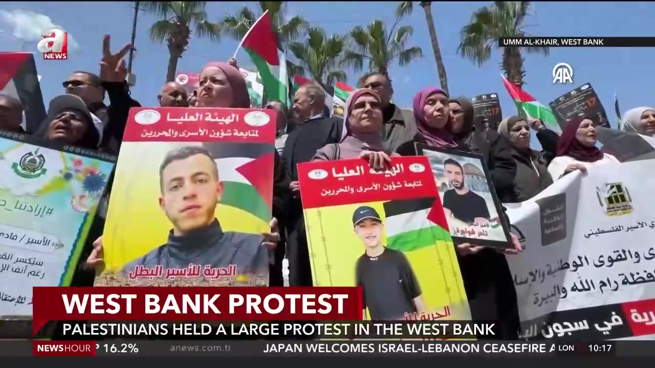 Palestinians held a large protest in the West Bank