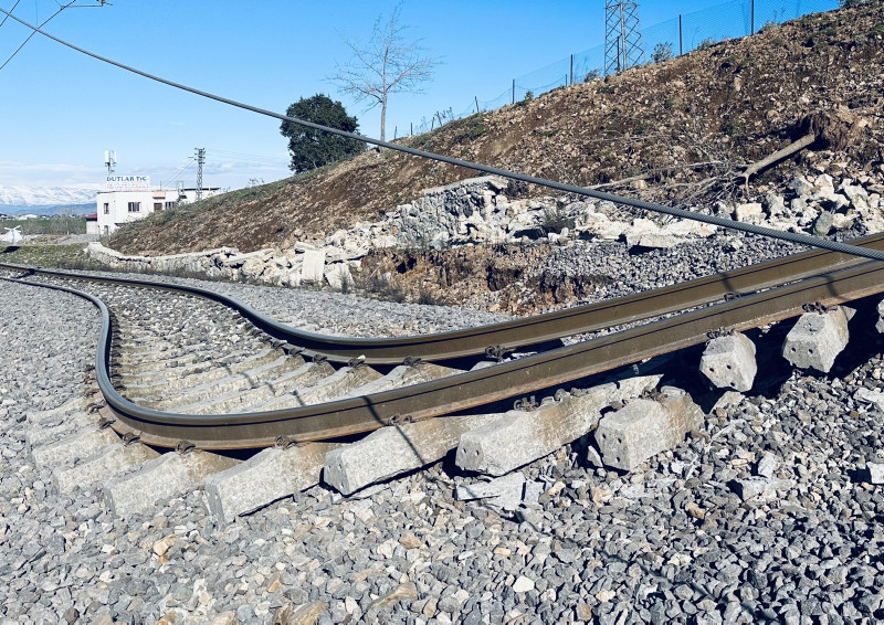 Train tracks moved, shifted to side after earthquake