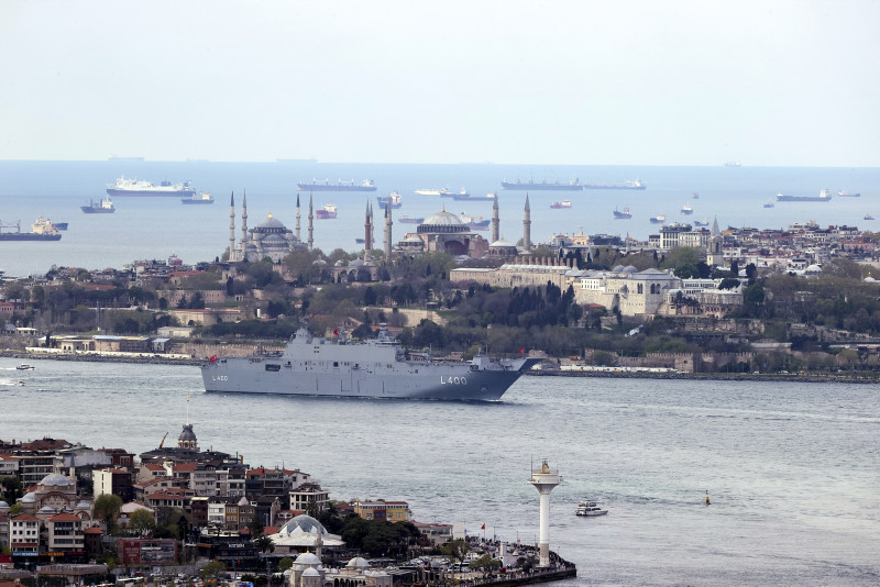 Türkiyes largest warship TCG Anadolu sets off from Istanbul for Black Sea