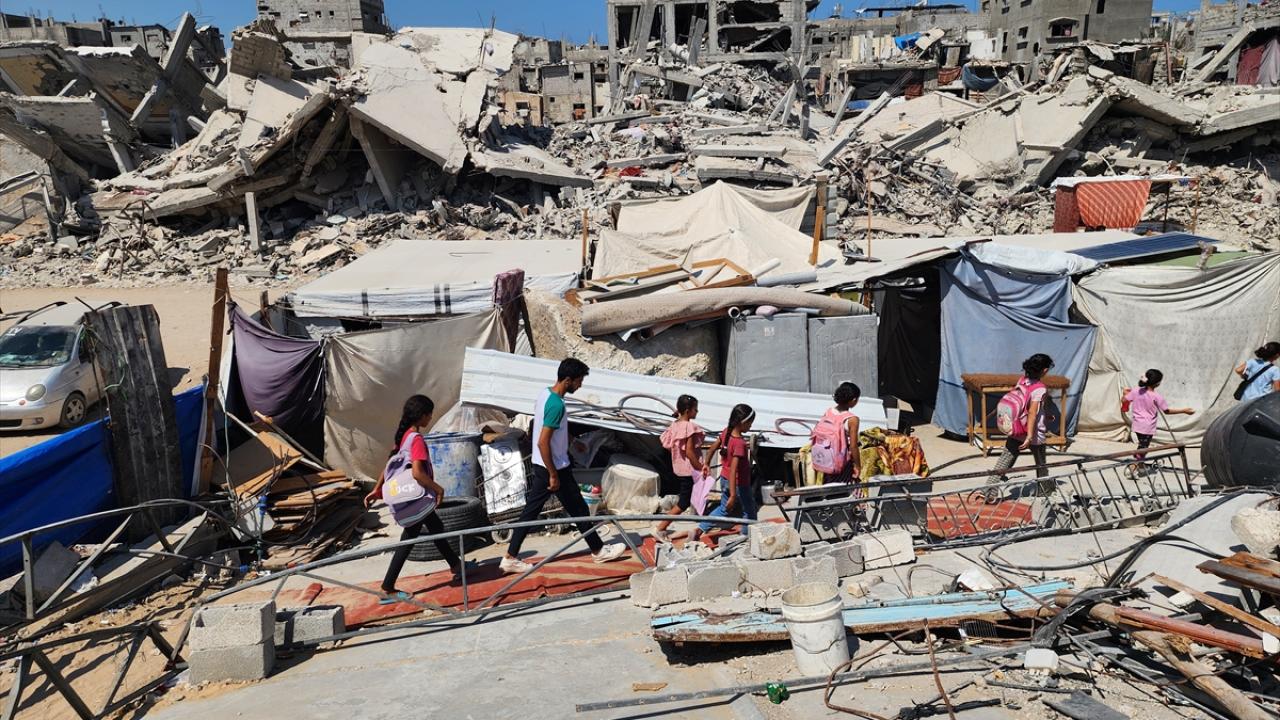 Palestinian teacher holds classes in tent after Israeli strike destroys home