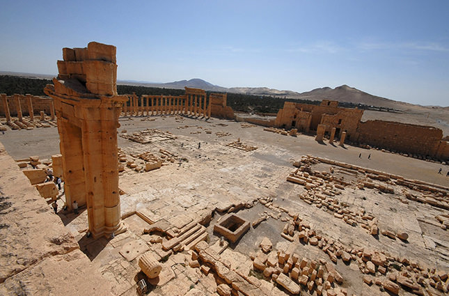 a general view of the temple of bel in the historical city of