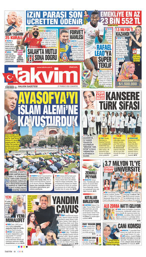Takvim Gazetesi Manşeti