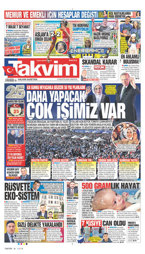 Takvim Gazetesi Manşeti