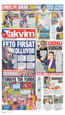 Takvim Gazetesi Manşeti
