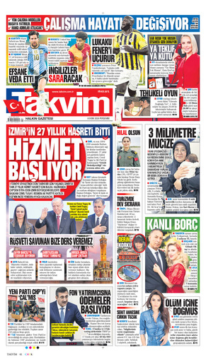 Takvim Gazetesi Manşeti