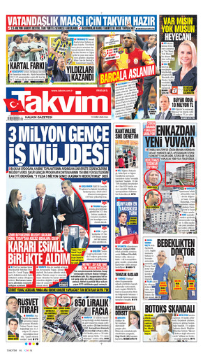 Takvim Gazetesi Manşeti