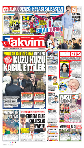 Takvim Gazetesi Manşeti