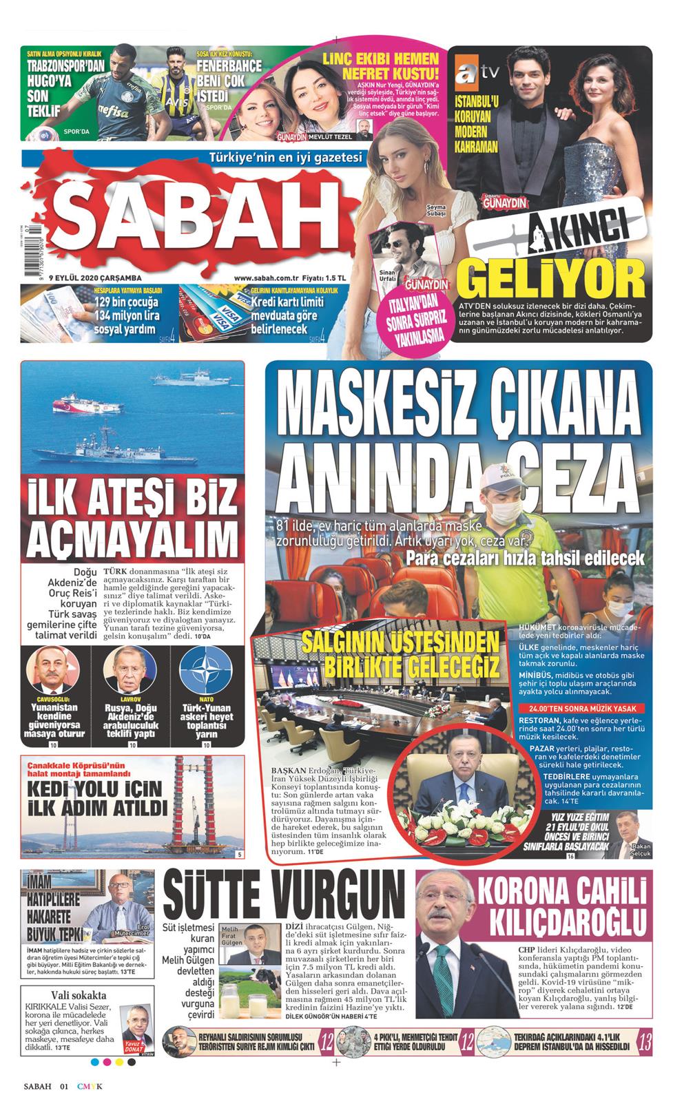 04 ekim 2020 pazar sabah gazetesi manset