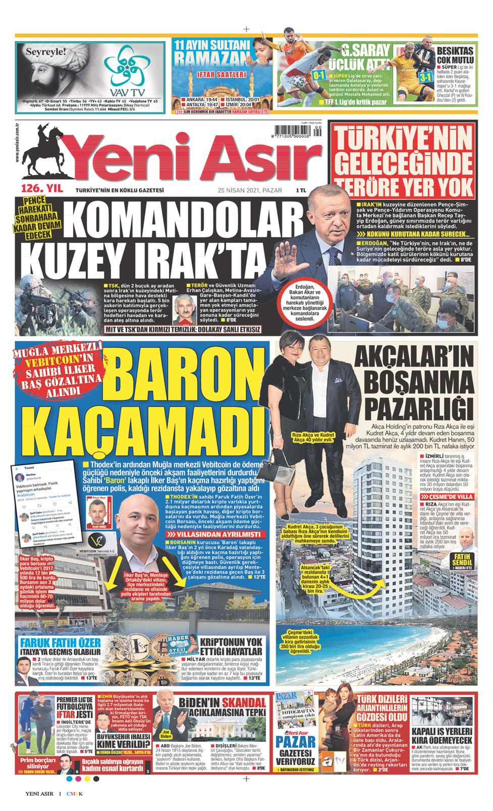 19 Temmuz 2021 Pazartesi Yeni Asir Gazetesi Manset