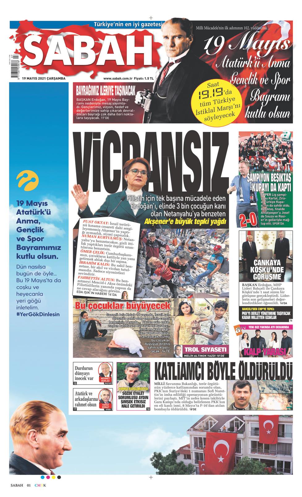 19 Mayıs 2021 Çarşamba - Sabah gazetesi manşet