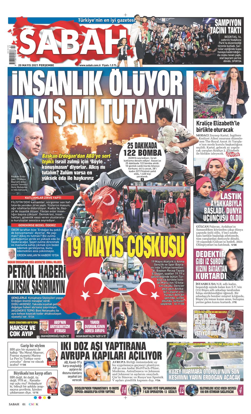 20 Mayıs 2021 Perşembe - Sabah gazetesi manşet