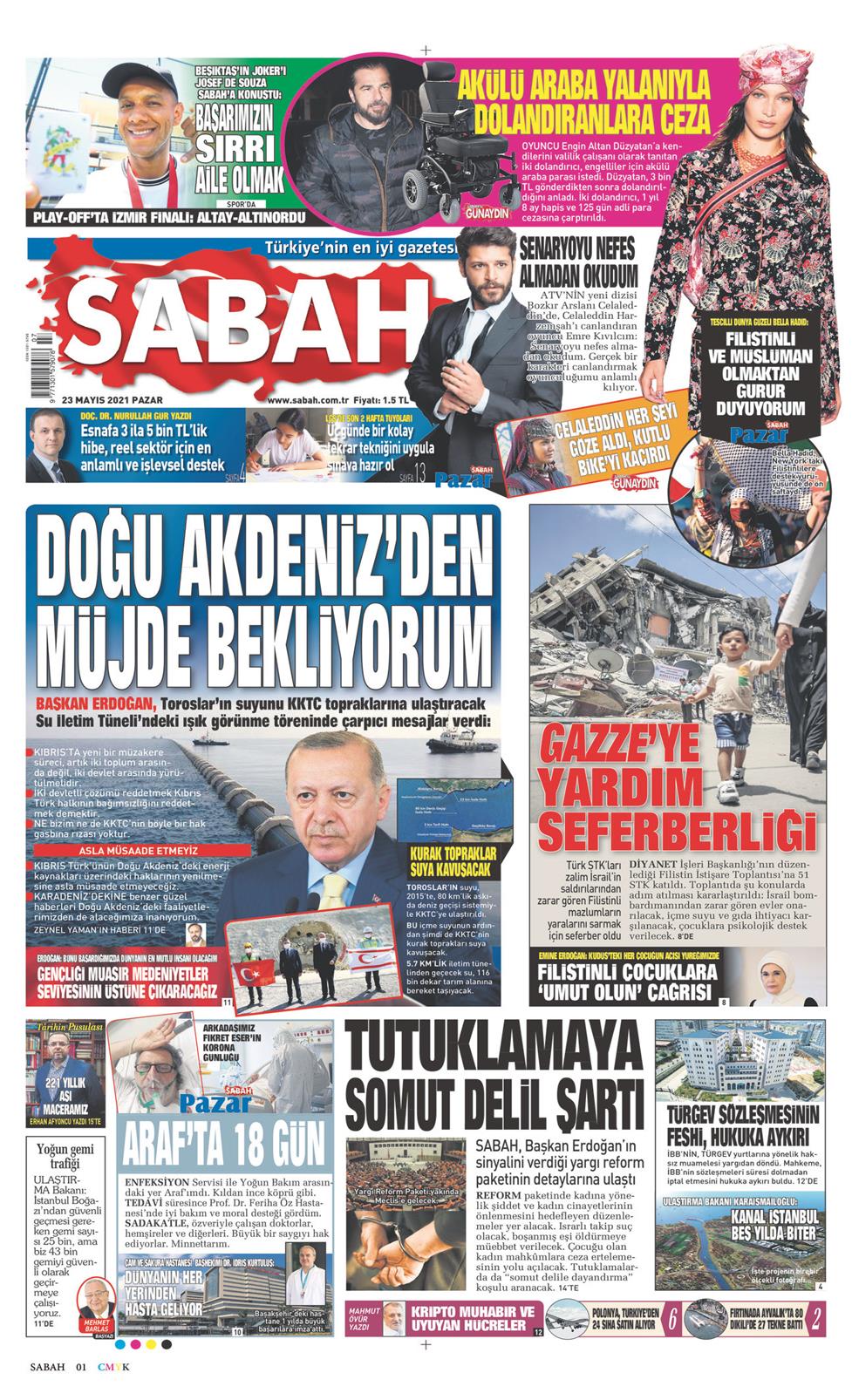 23 Mayıs 2021 Pazar - Sabah gazetesi manşet