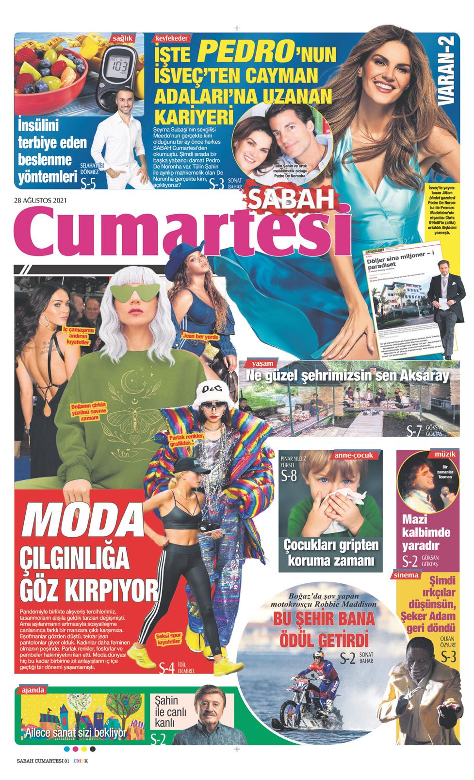 28 Ağustos 2021 Cumartesi - Sabah Günaydın gazetesi manşet
