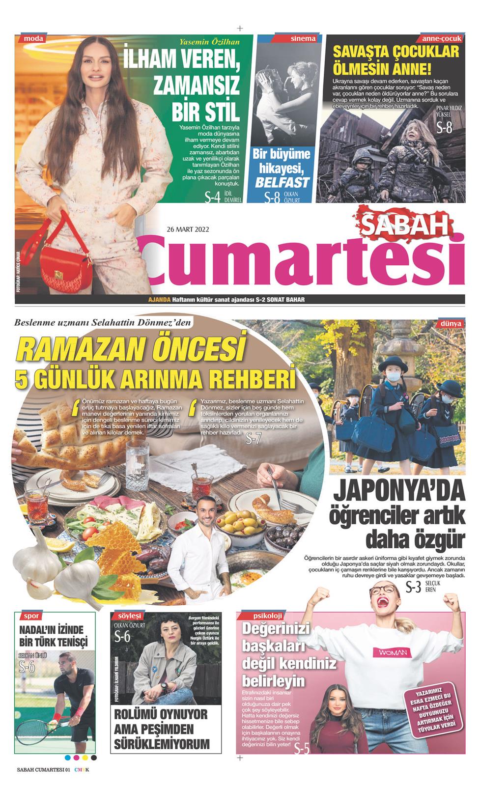 26 Mart 2022 Cumartesi - Sabah Günaydın gazetesi manşet