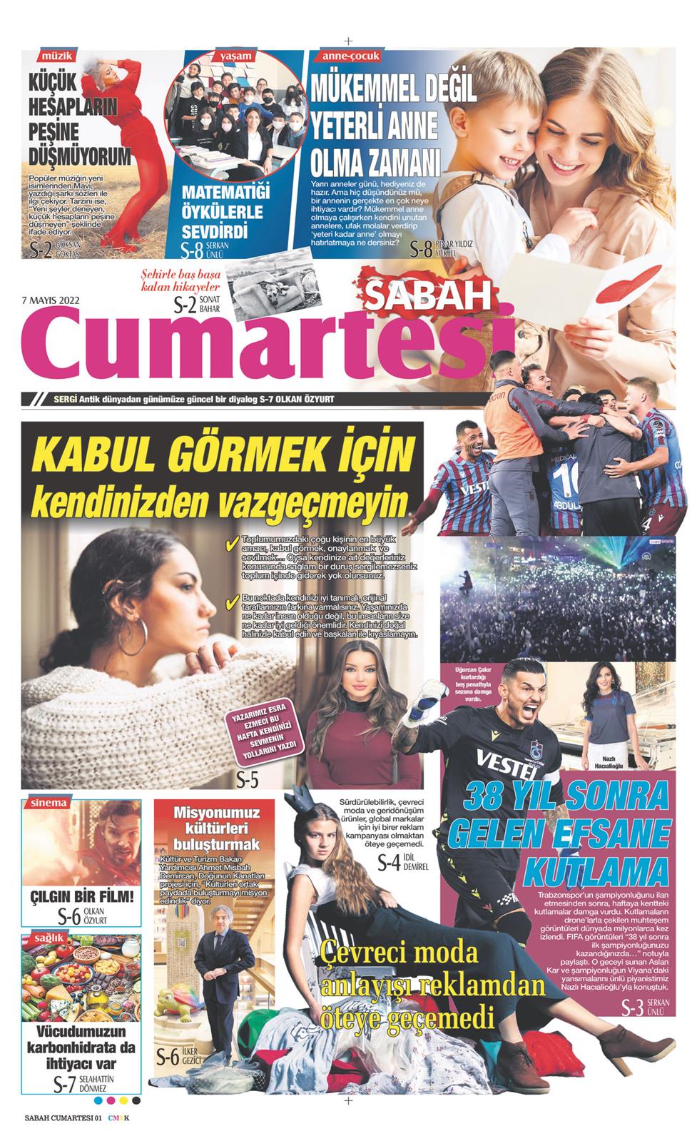 07 Mayıs 2022 Cumartesi - Sabah Günaydın gazetesi manşet