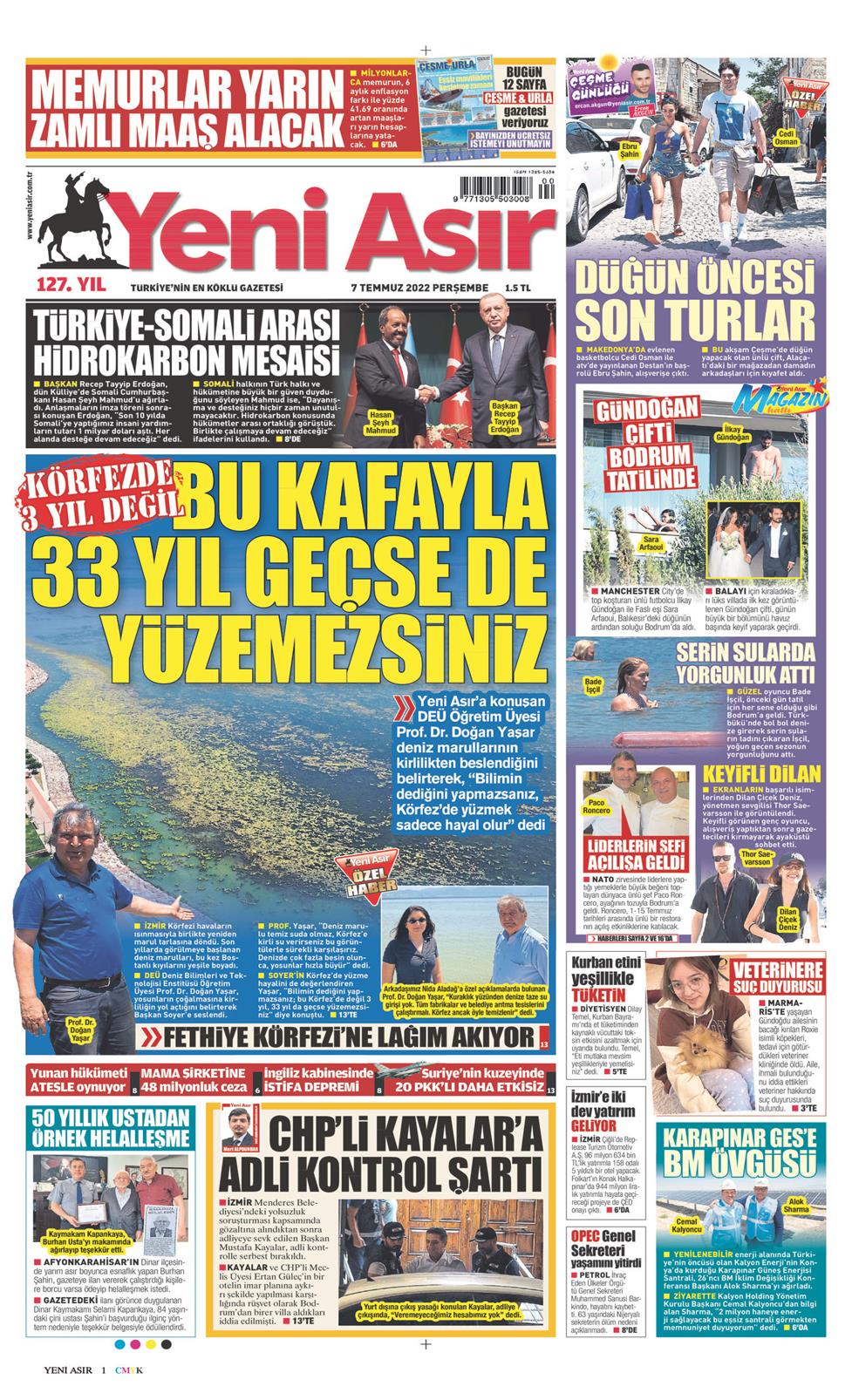 07 Temmuz 2022 Perşembe - Yeni Asır gazetesi manşet