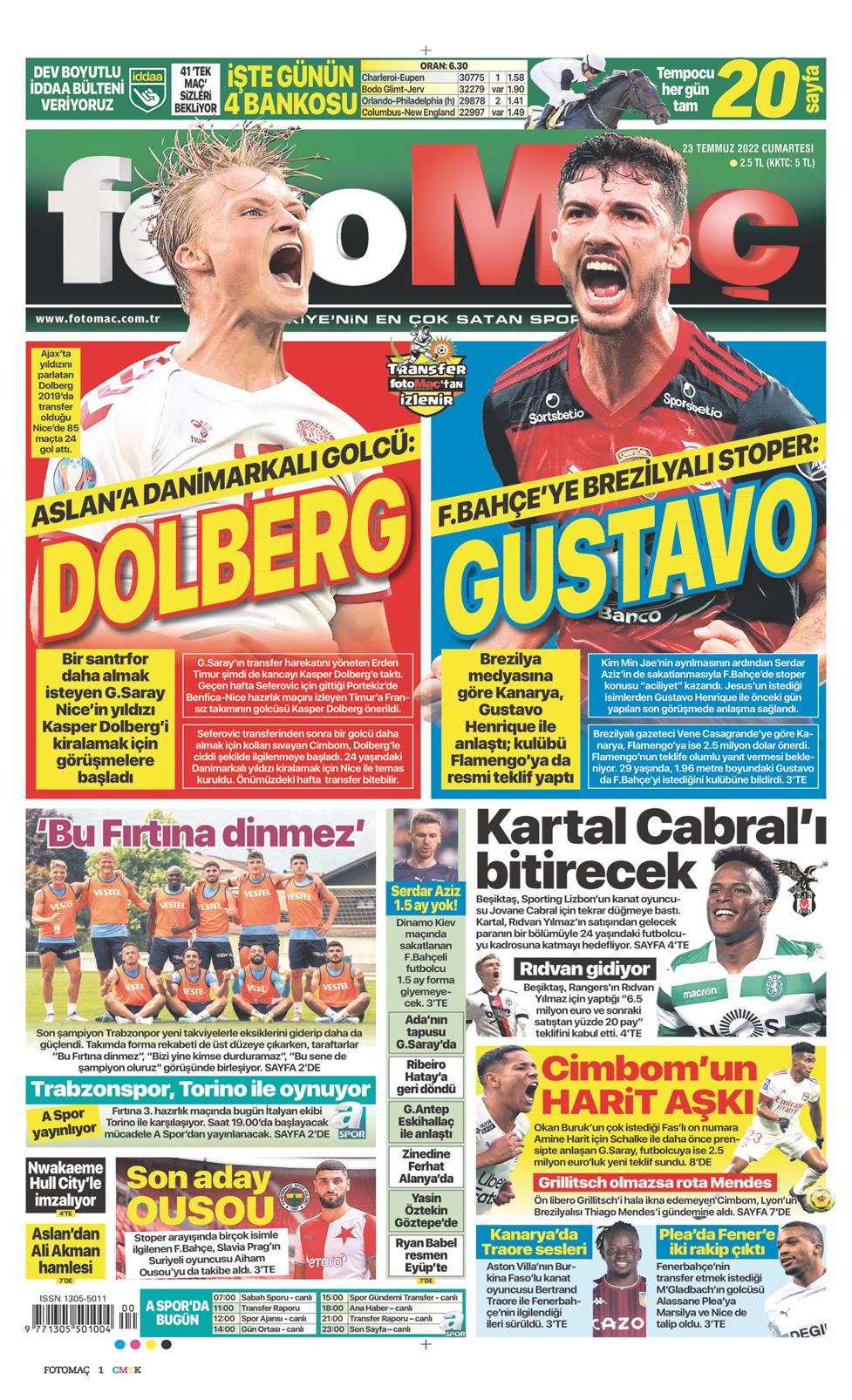 23 Temmuz 2022 Cumartesi - Fotomaç gazetesi manşet
