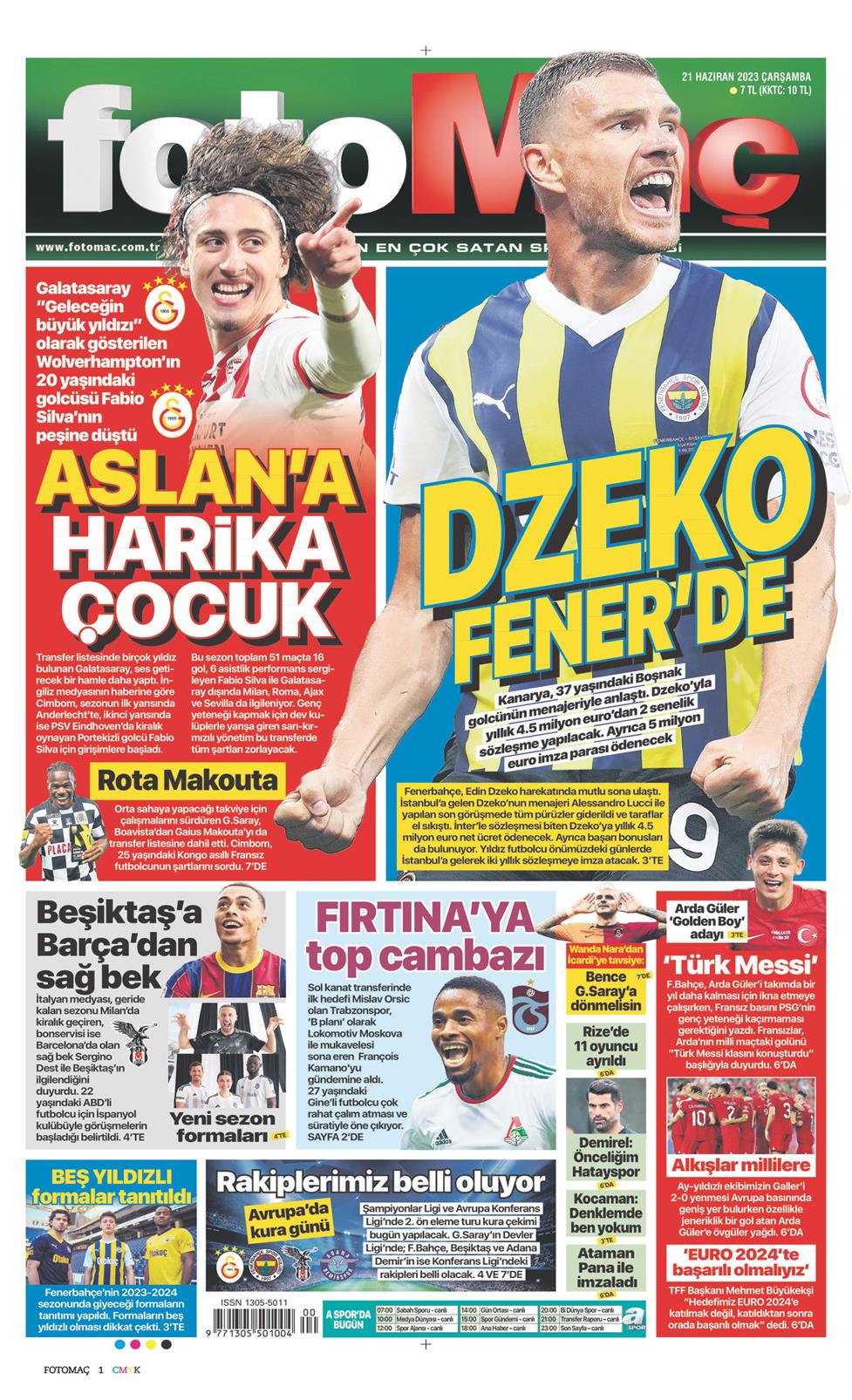 21 Haziran 2023 Çarşamba - Fotomaç gazetesi manşet