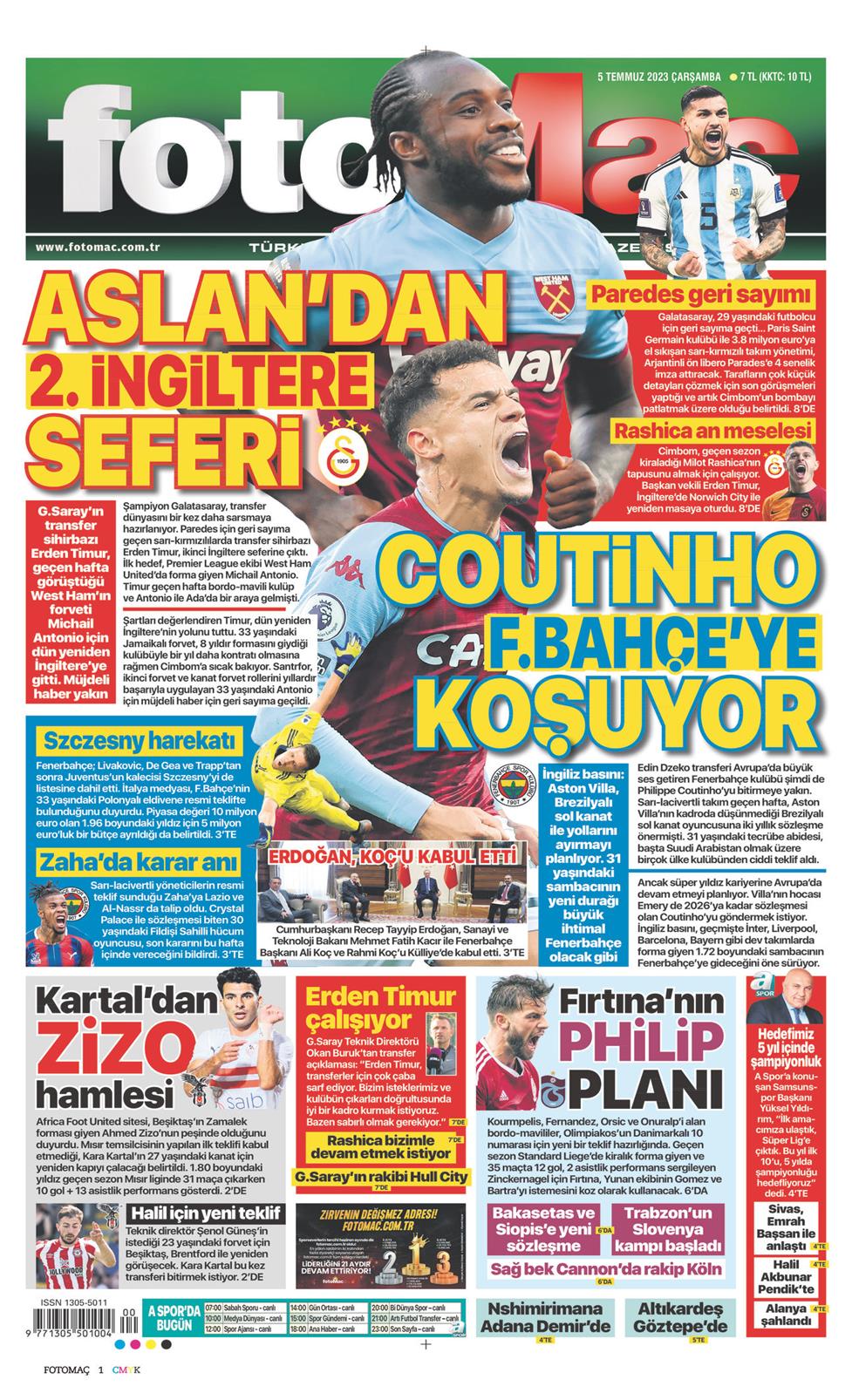 05 Temmuz 2023 Çarşamba - Fotomaç gazetesi manşet
