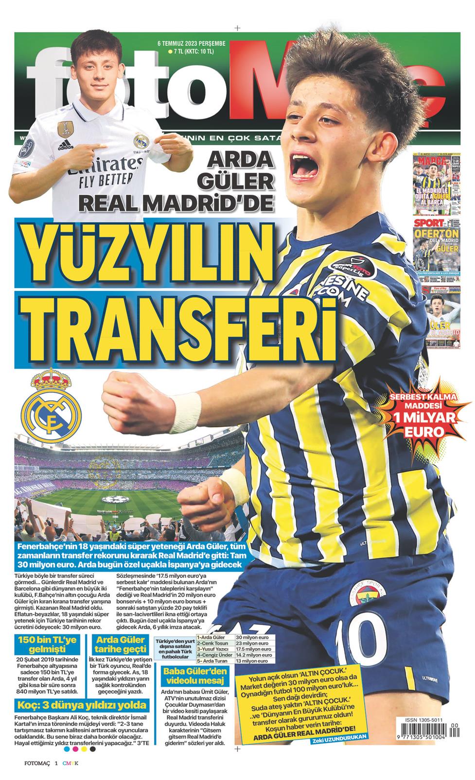 06 Temmuz 2023 Perşembe - Fotomaç gazetesi manşet