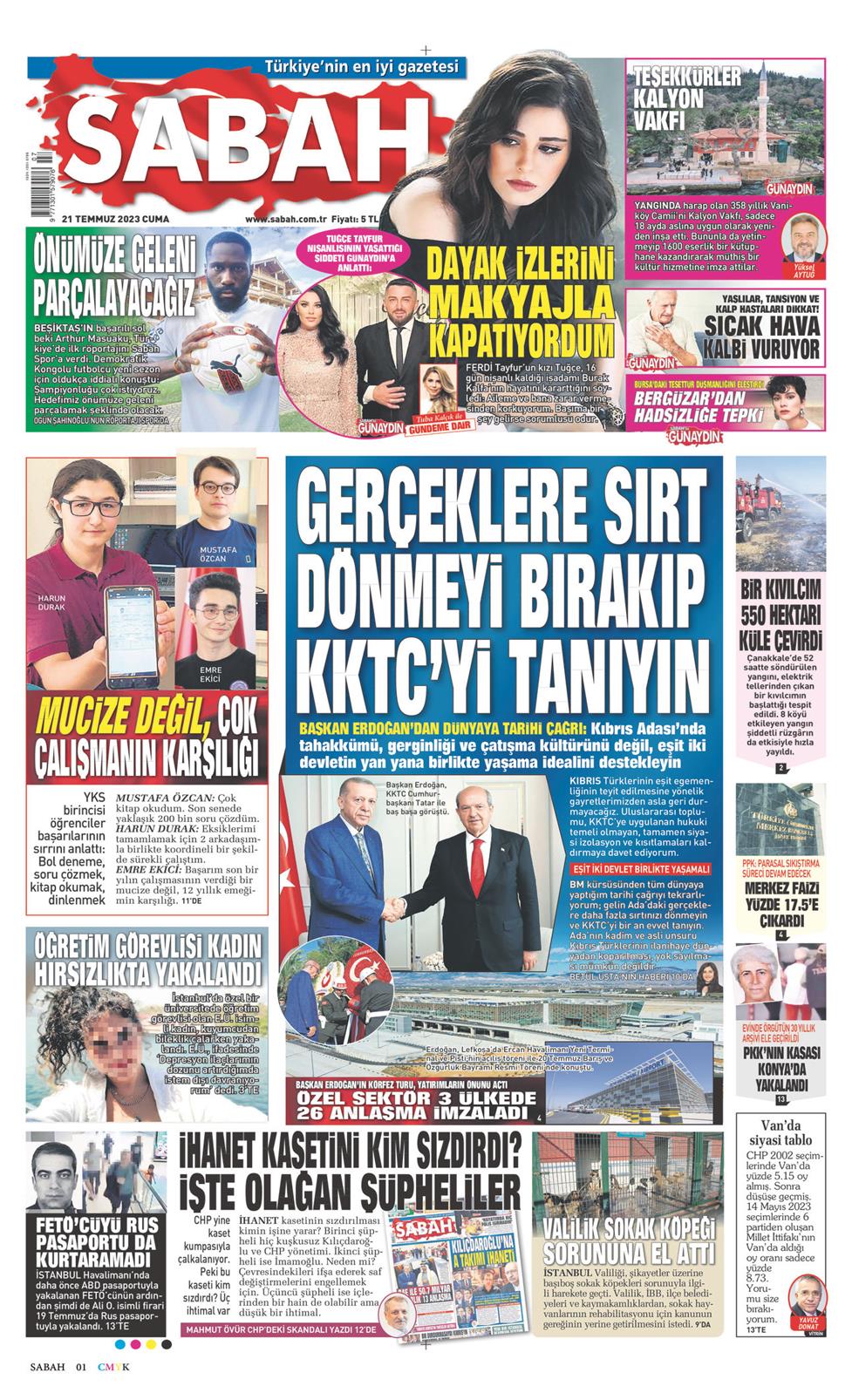 21 Temmuz 2023 Cuma - Sabah gazetesi manşet