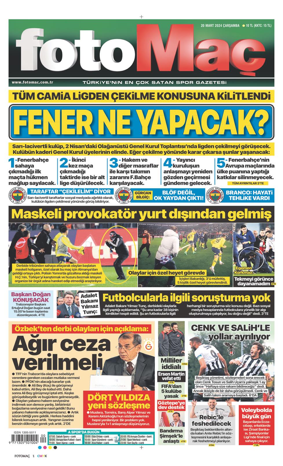 20 Mart 2024 Çarşamba - Fotomaç gazetesi manşet