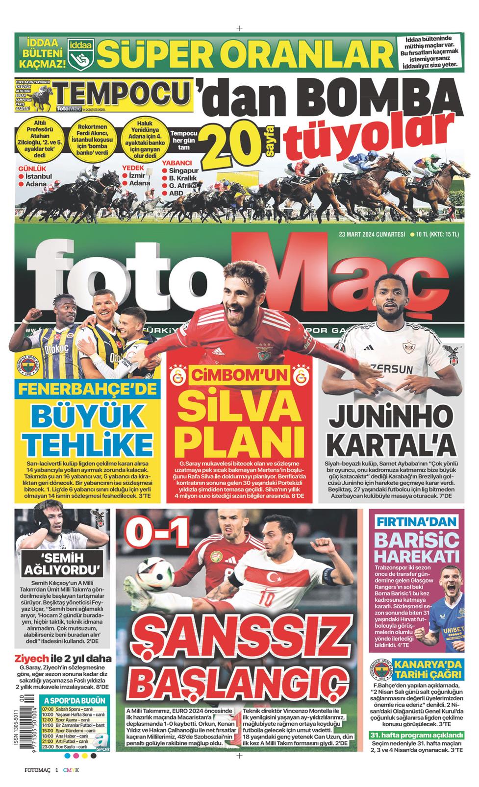 23 Mart 2024 Cumartesi - Fotomaç gazetesi manşet