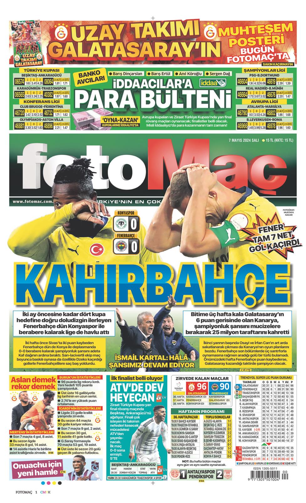 07 Mayıs 2024 Salı - Fotomaç gazetesi manşet