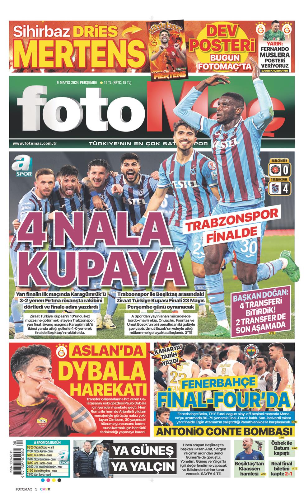 09 Mayıs 2024 Perşembe - Fotomaç gazetesi manşet