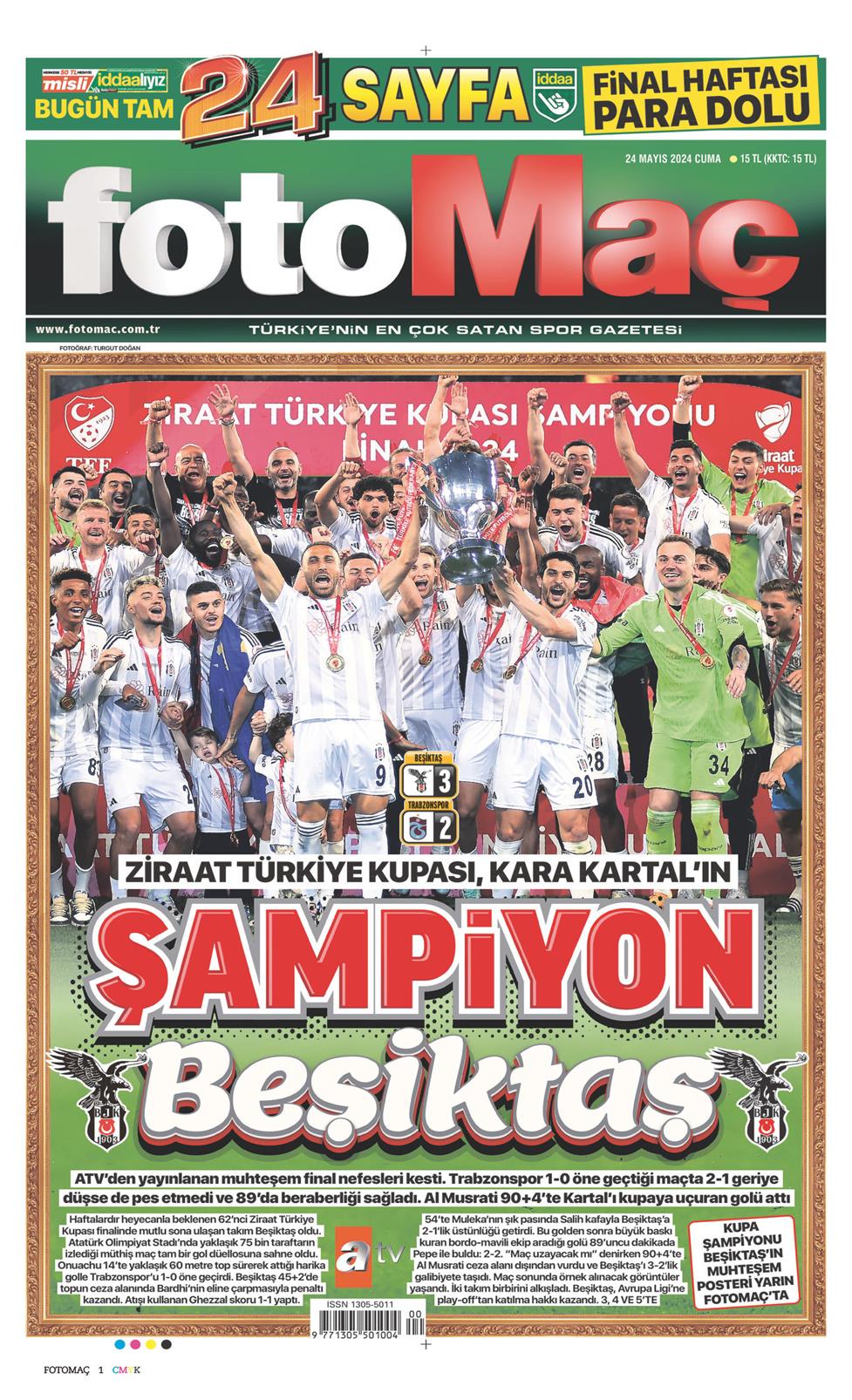 24 Mayıs 2024 Cuma - Fotomaç gazetesi manşet