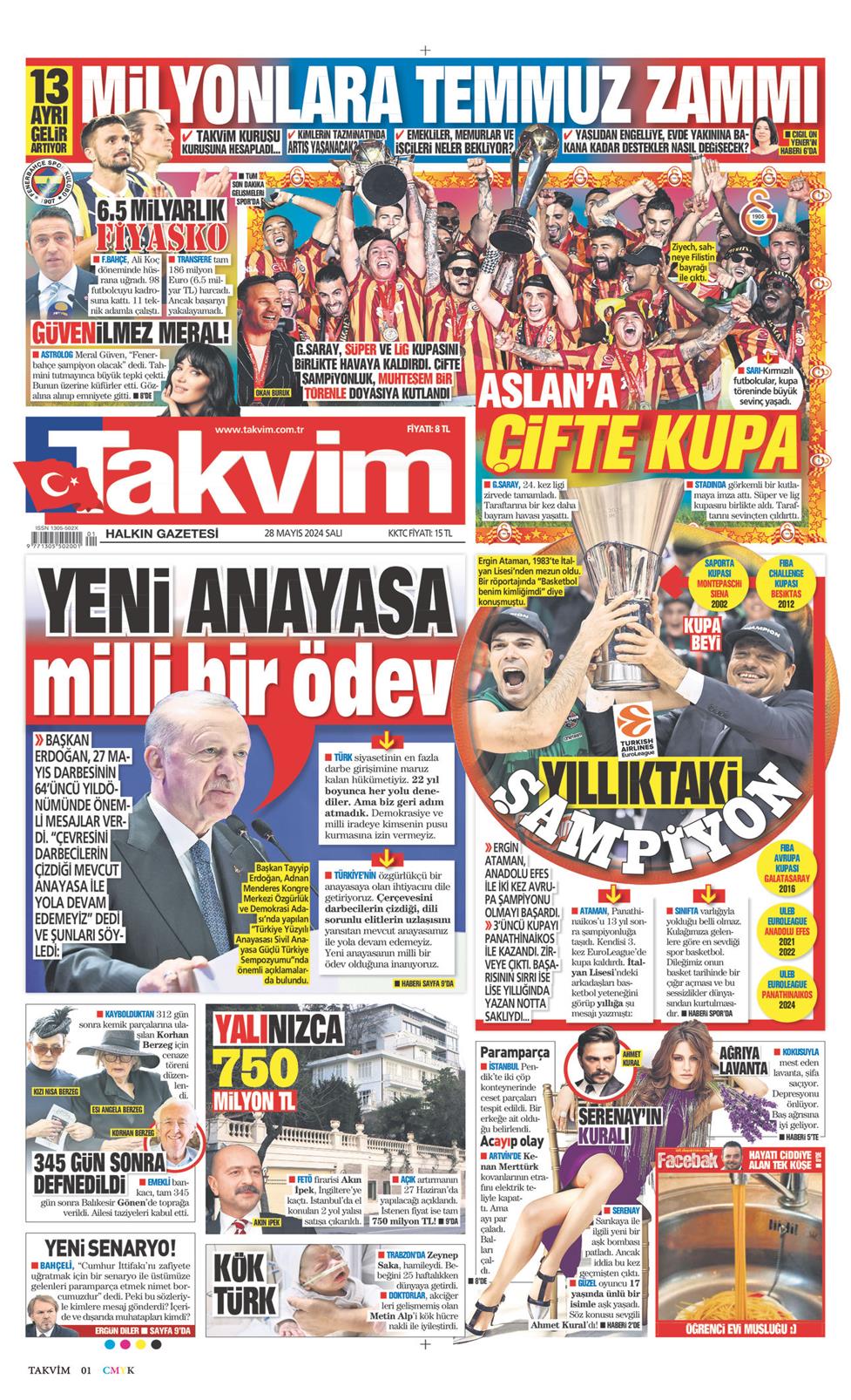 28 Mayıs 2024 Salı - Takvim gazetesi manşet