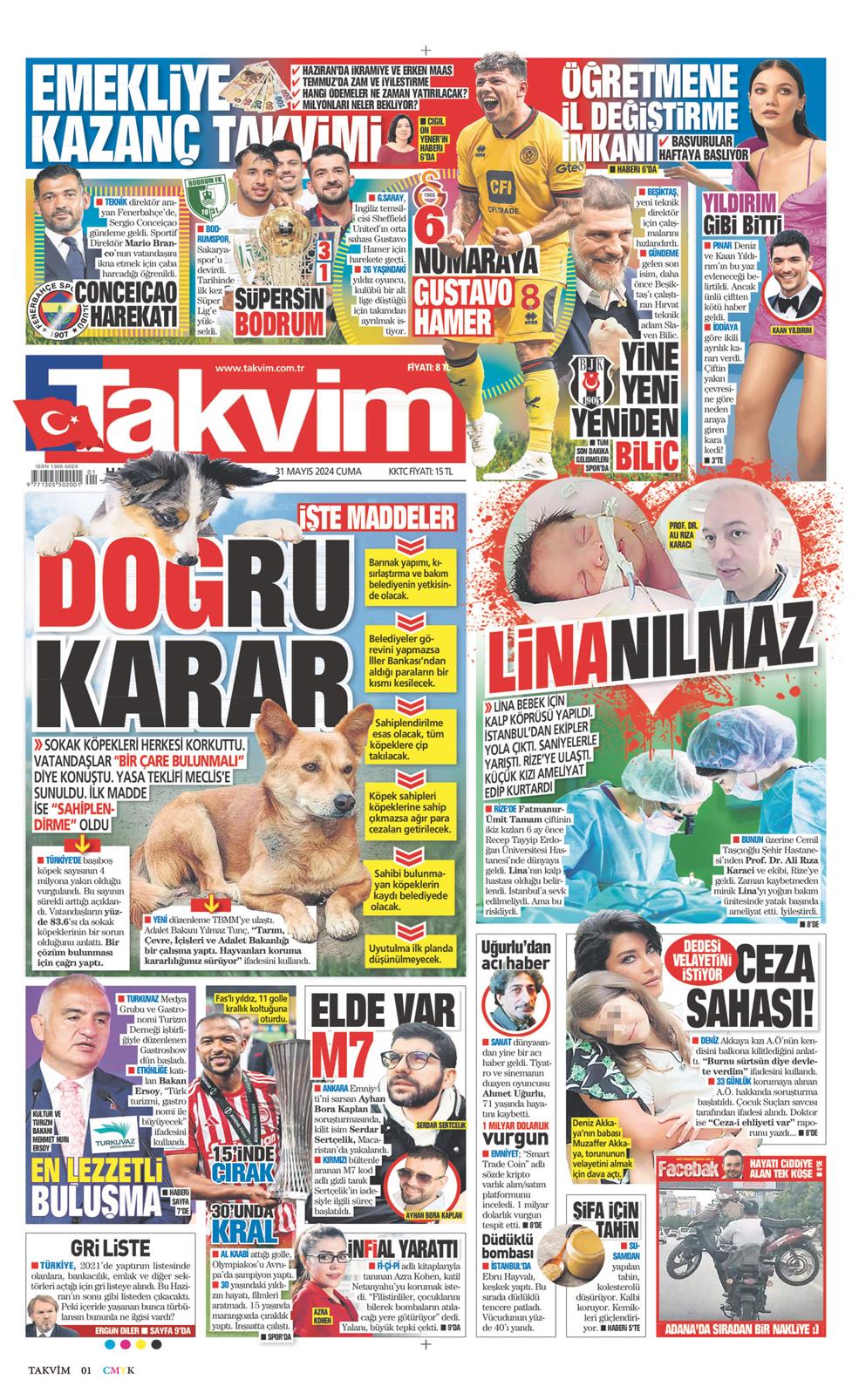 31 Mayıs 2024 Cuma - Takvim gazetesi manşet