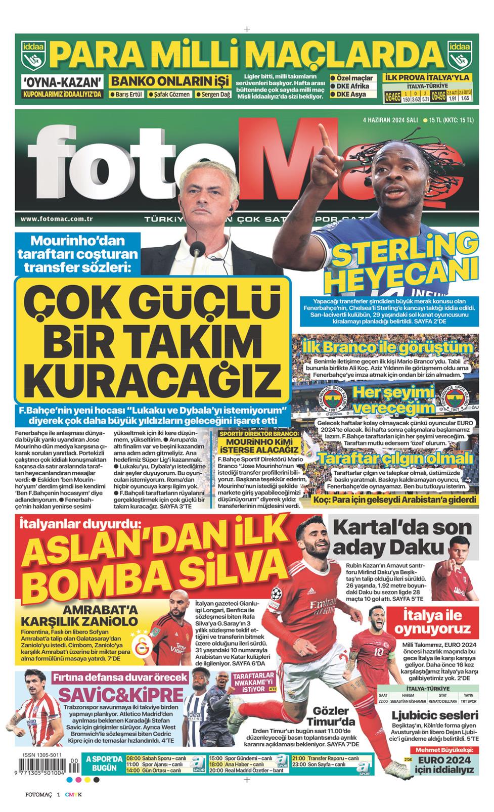 04 Haziran 2024 Salı - Fotomaç gazetesi manşet