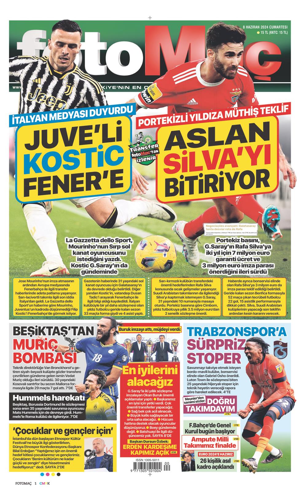 08 Haziran 2024 Cumartesi - Fotomaç gazetesi manşet