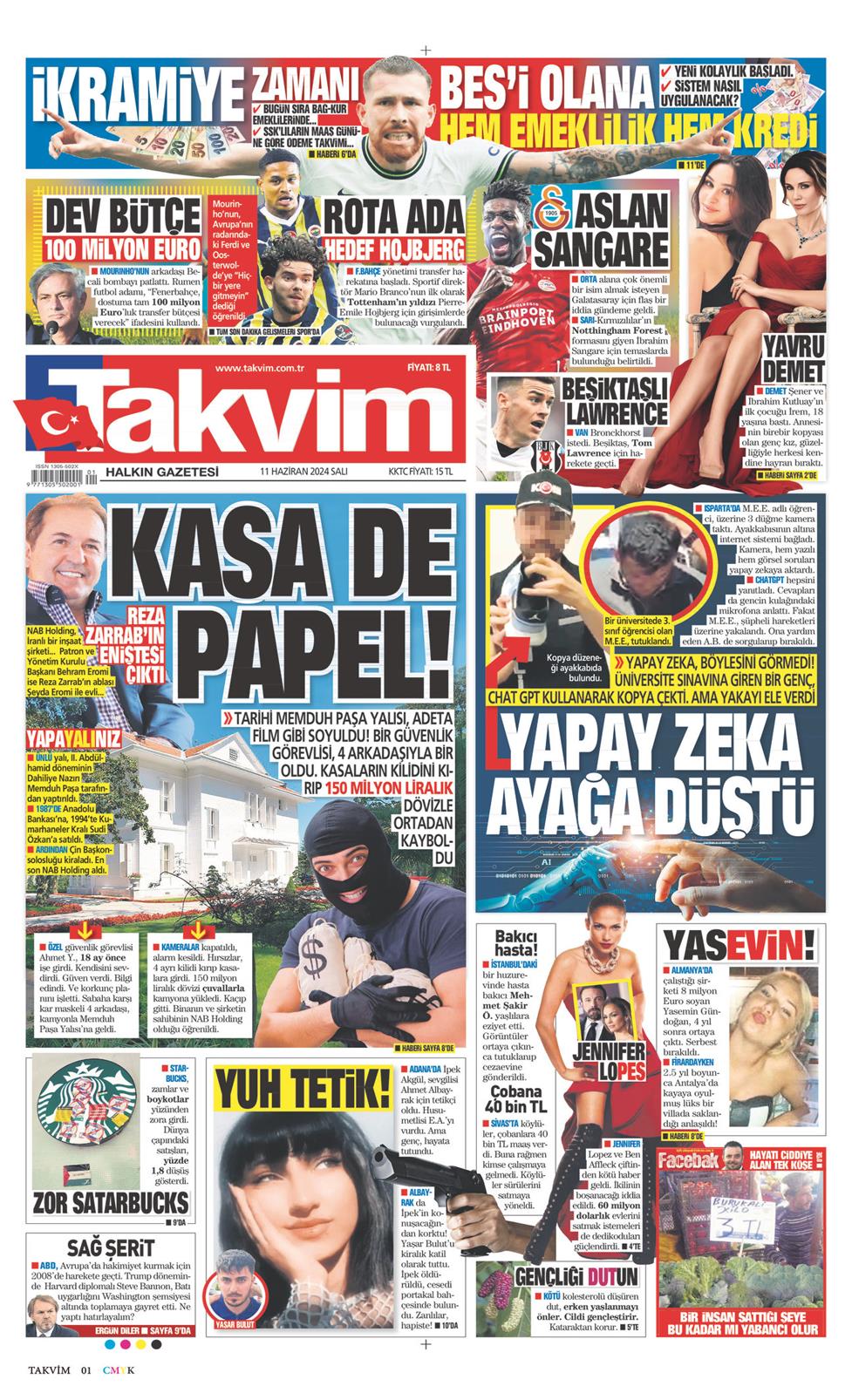 11 Haziran 2024 Salı - Takvim gazetesi manşet