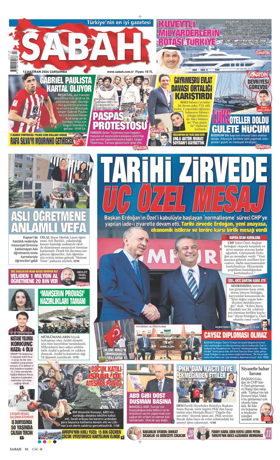 12 Haziran 2024 Çarşamba - Sabah gazetesi manşet