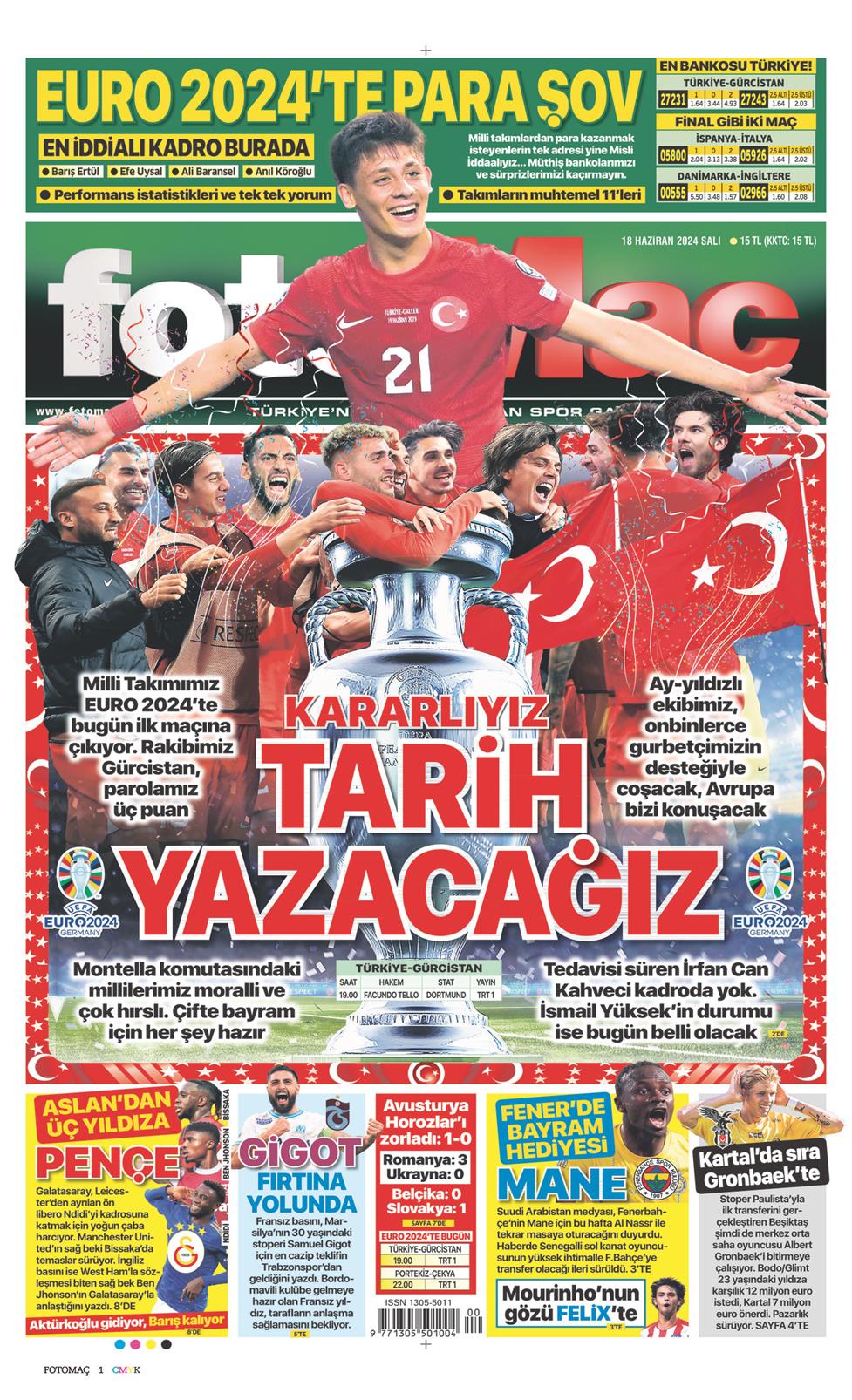 18 Haziran 2024 Salı - Fotomaç gazetesi manşet