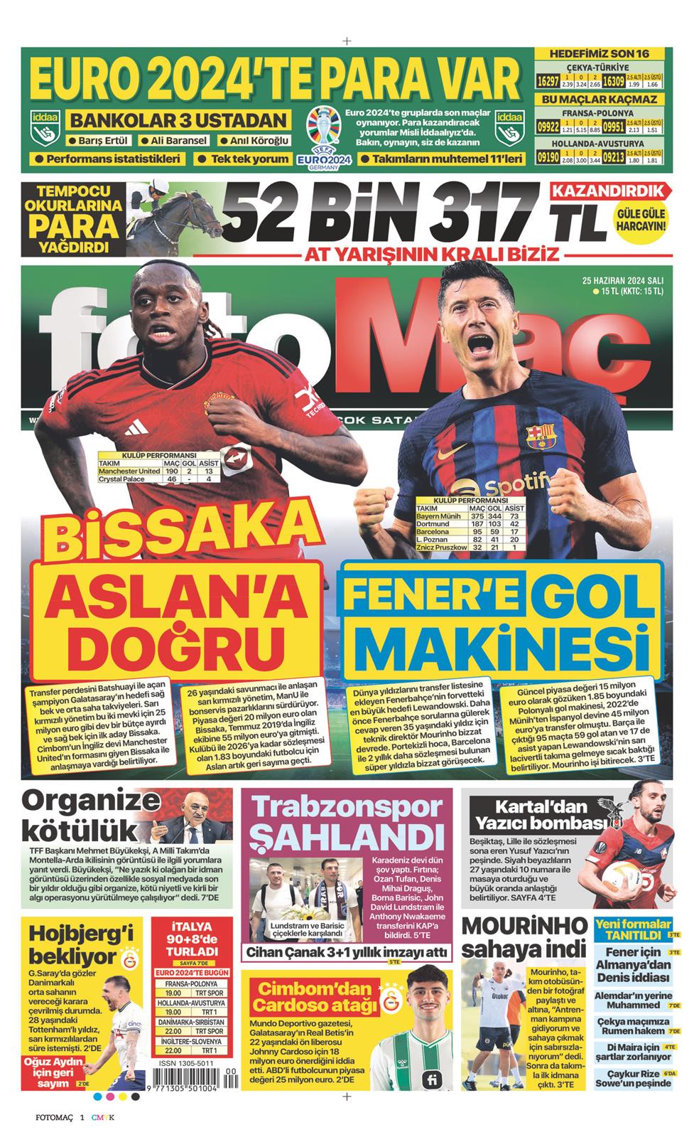 25 Haziran 2024 Salı - Fotomaç gazetesi manşet