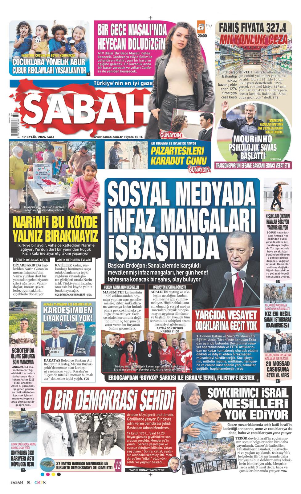 17 Eylül 2024 Salı - Sabah gazetesi manşet