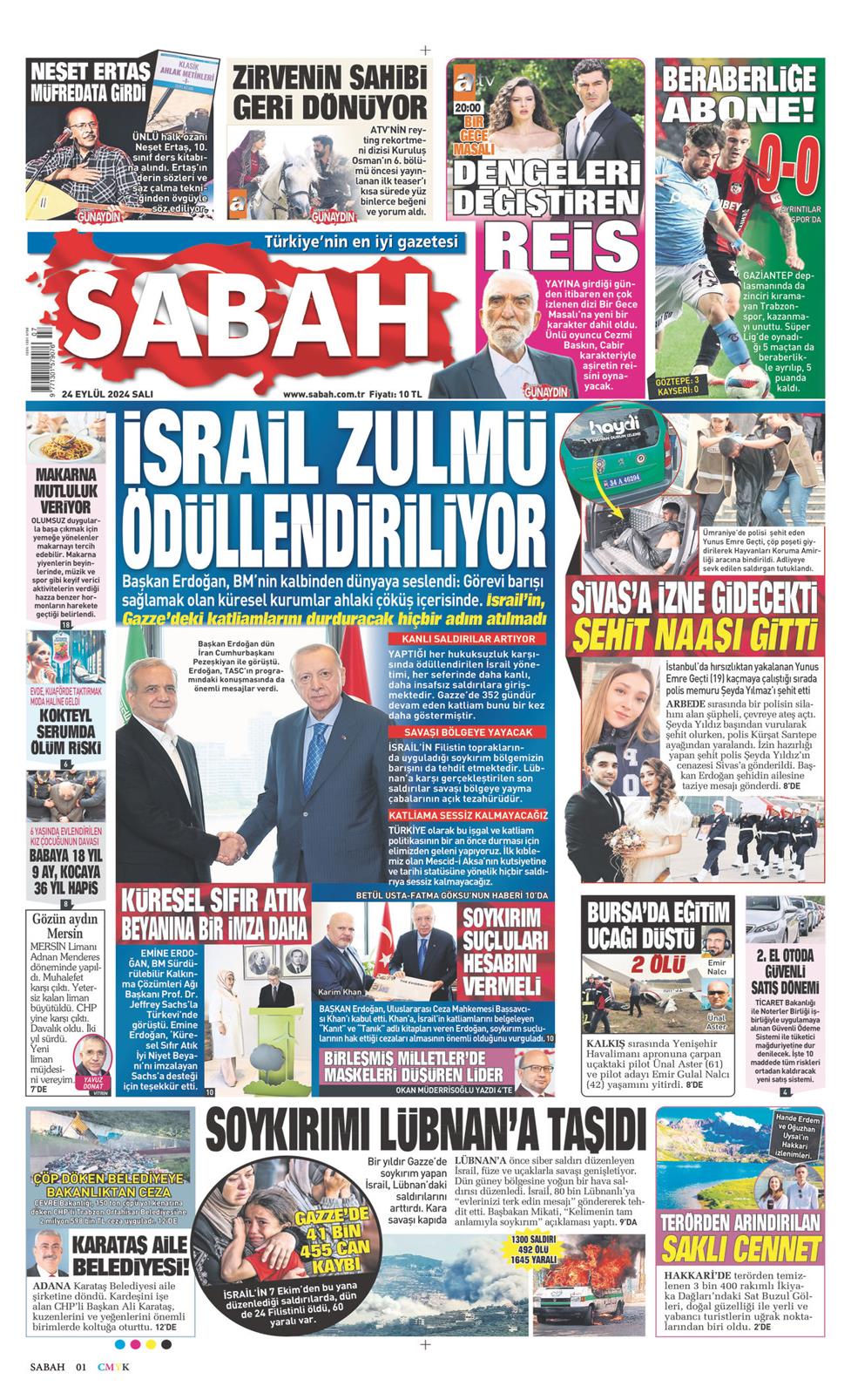 24 Eylül 2024 Salı - Sabah gazetesi manşet