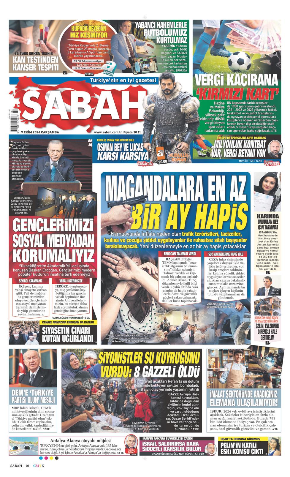 09 Ekim 2024 Çarşamba - Sabah gazetesi manşet