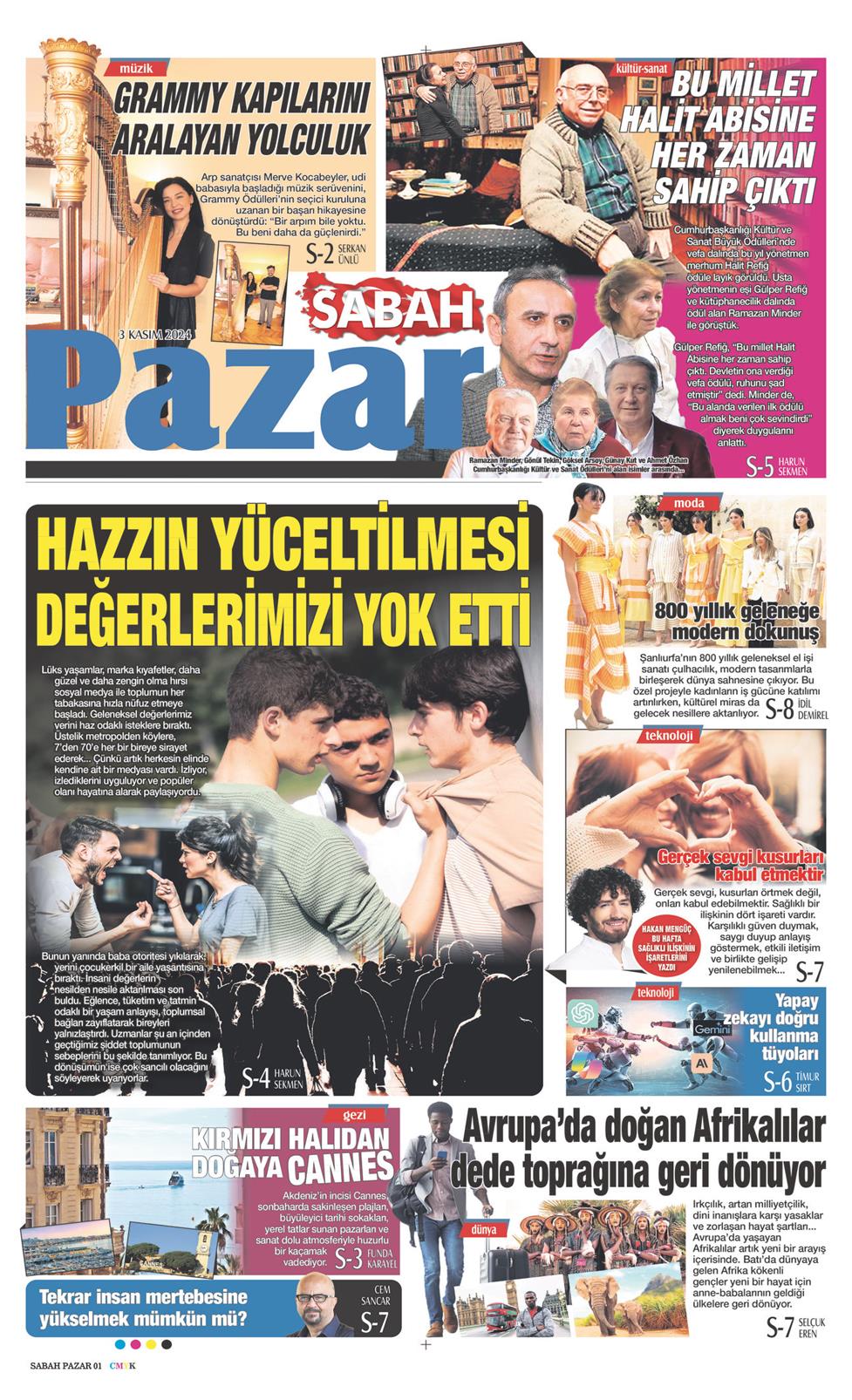 03 Kasım 2024 Pazar - Sabah Pazar gazetesi manşet