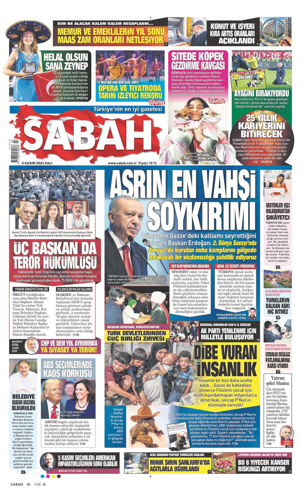05 Kasım 2024 Salı - Sabah gazetesi manşet